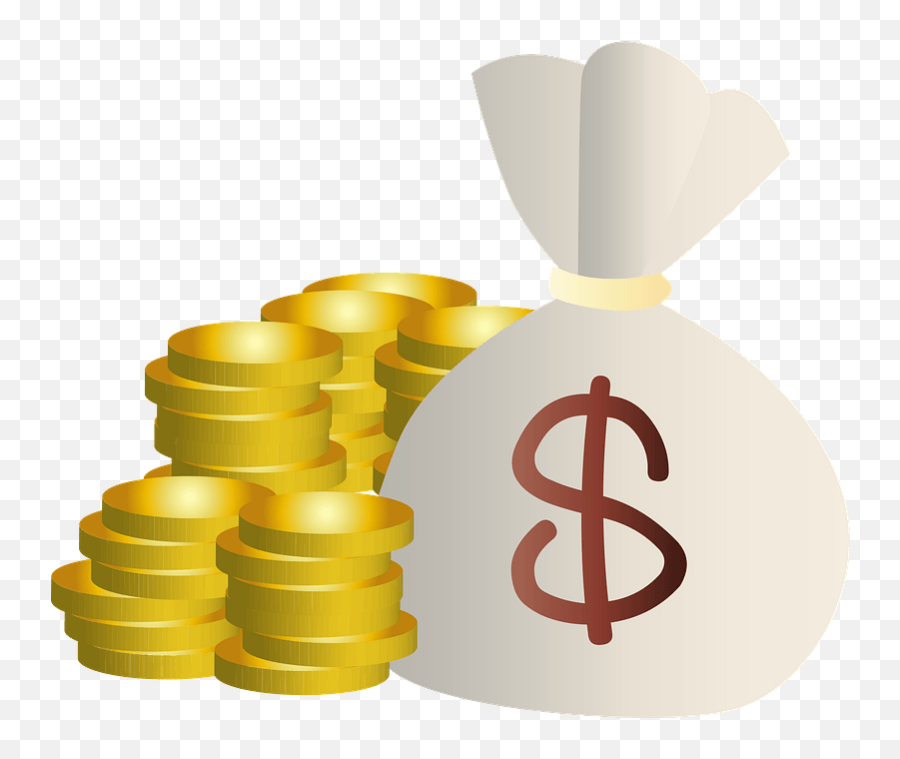 Money Bag Of Dollars And Stacks Of Gold Coins Clipart Free - Solid Emoji,Money Bag Emoji