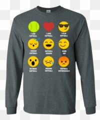 I Love Softball Emoji Emoticon Team - One Line T Shirt,Emoji Long Sleeve Shirt