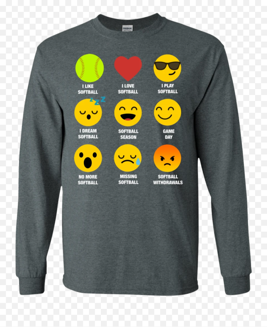 I Love Softball Emoji Emoticon Team - One Line T Shirt,Emoji Long Sleeve Shirt