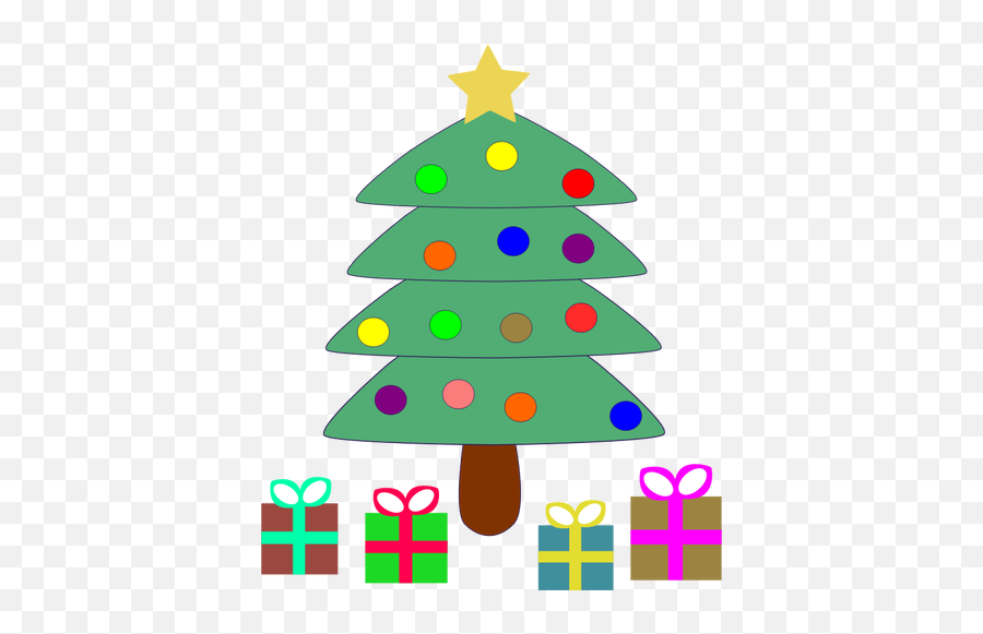 Cartoon Presents Under Christmas Tree - Cartoon Christmas Tree With Presents Emoji,Emoji Birthday Presents