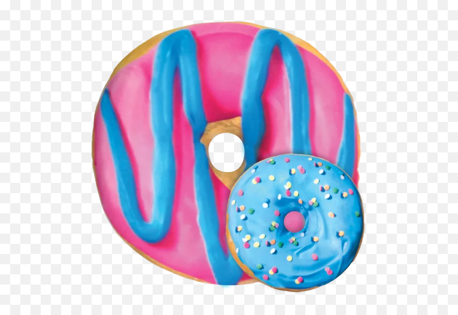 Pink Donut - Blue And Pink Donut Emoji,Blue Emoji Pillow