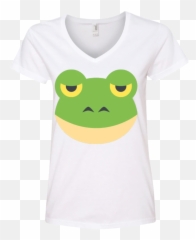 Frog Face Emoji Ladies V - Toad,Irish Emoji
