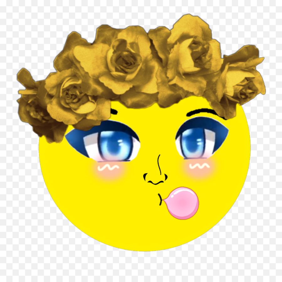 Smile Cute Flowers Emoji Emotions Romantic - Transparent Yellow Flower Crown,Romantic Emoji