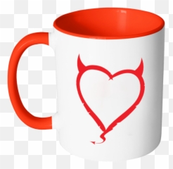Devil Horns Heart Color Accent Coffee - Mug Emoji,Coffee And Broken Heart Emoji