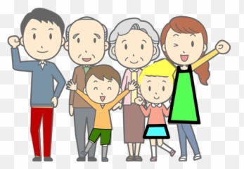 Image Vectorielle Dune Famille Heureuse - Family With Grandparents Clipart Emoji