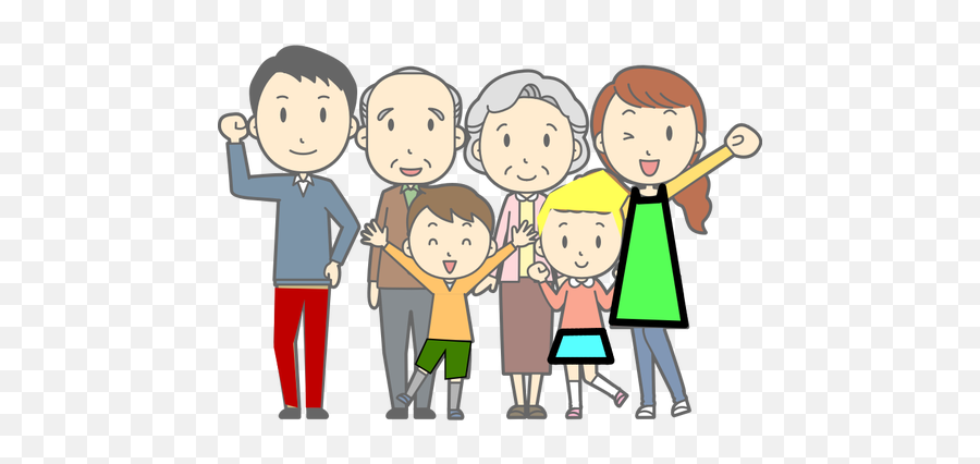 Image Vectorielle Dune Famille Heureuse - Family With Grandparents Clipart Emoji,Boot Emoji