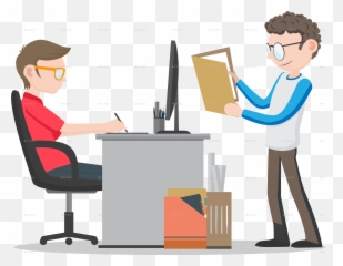 Office Worker Transparent Clipart Desk - Png Emoji