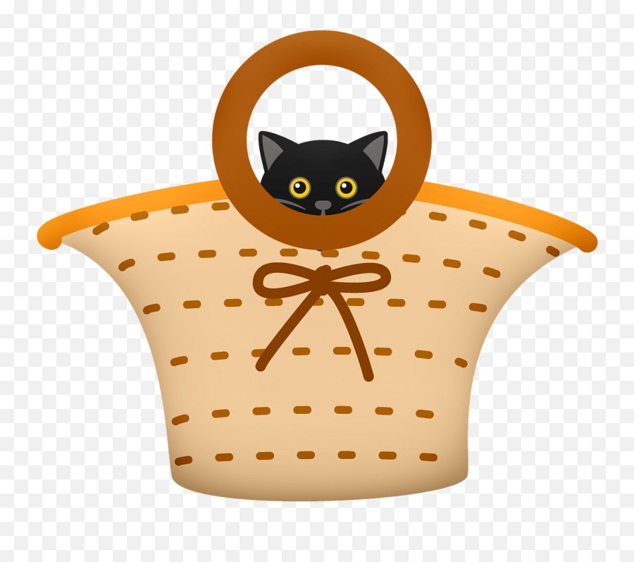 Black Cat In Women Bag Clipart - Cat In A Bag Clipart Emoji,Cat Boots Emoji