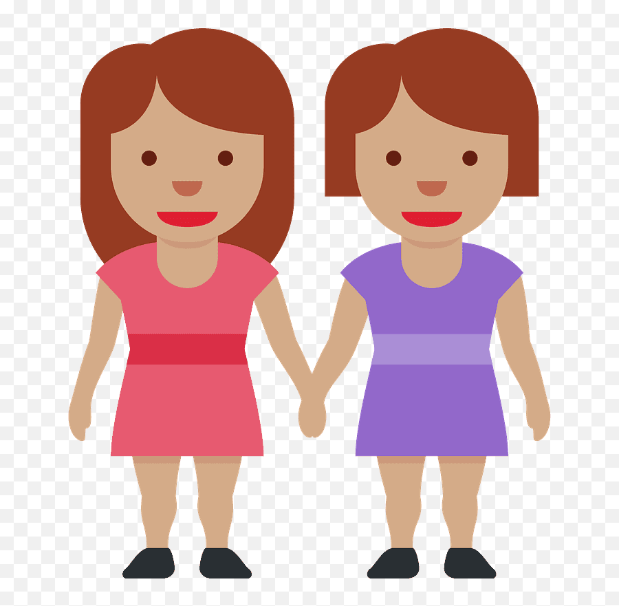 Women Holding Hands Emoji Clipart - Larawan Ng Babae At Lalaki,Friendship Emoji