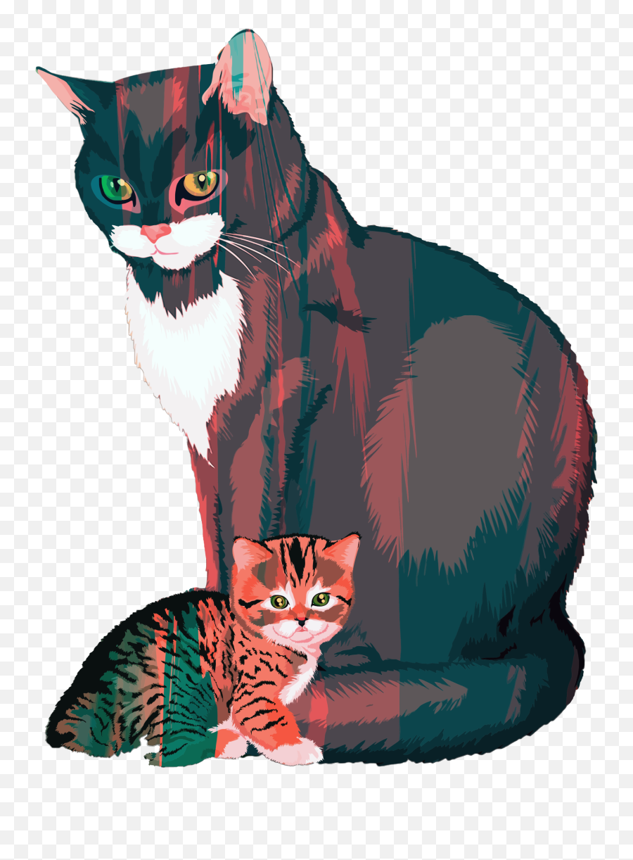 Kitten Clipart Mother Cat Kitten - Cat Mother Clipart Emoji,Kitten Emoticons