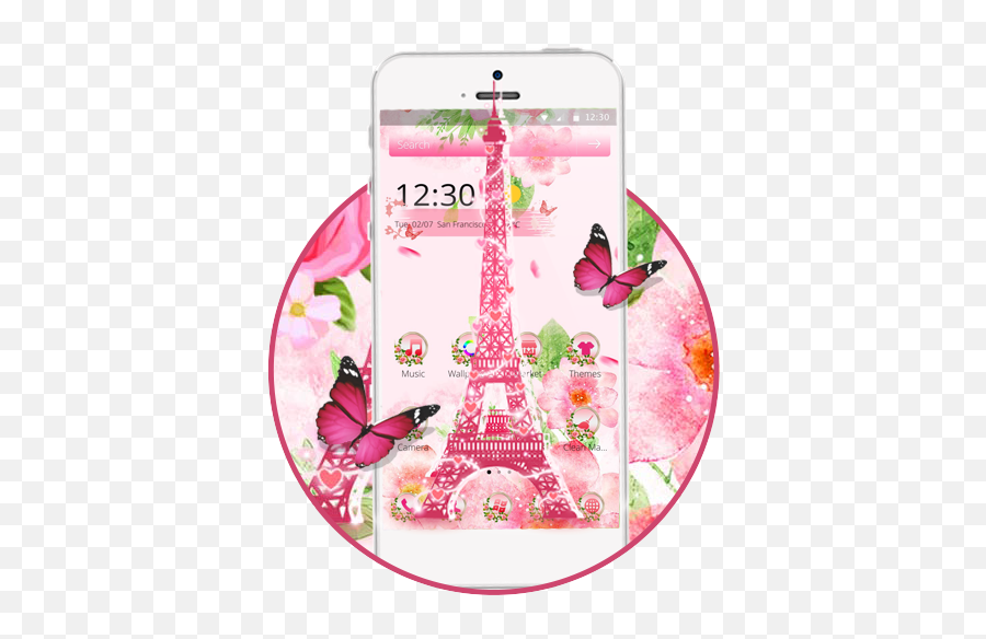 Pink Eiffel Tower Paris Theme - Smartphone Emoji,Night Clock Flag Tower Emoji