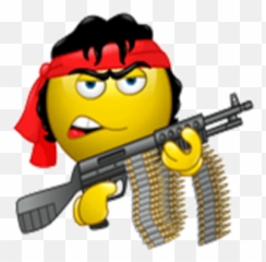 First Dumped E - Smiley Rambo Emoji,Machine Gun Emoji