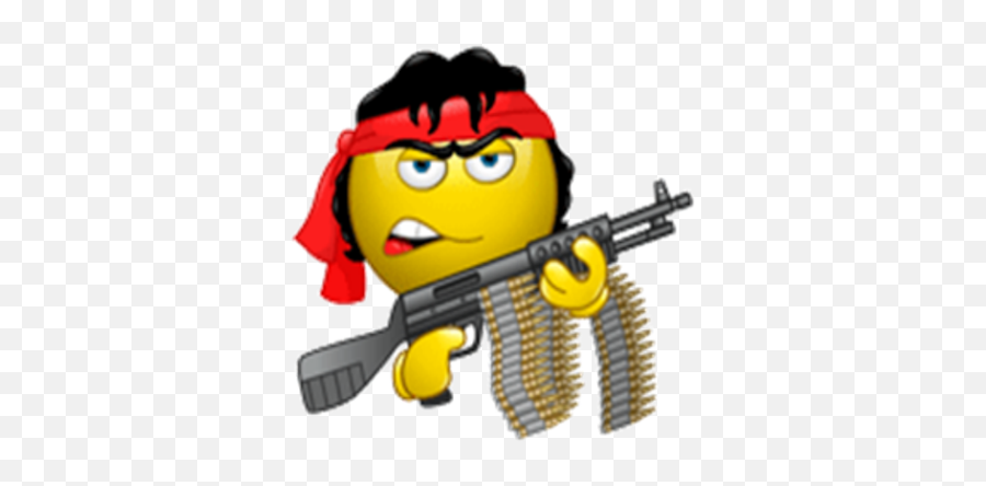 First Dumped E - Smiley Rambo Emoji,Machine Gun Emoji