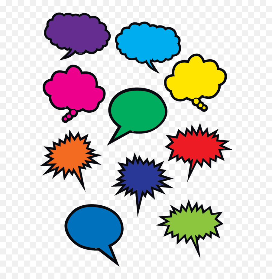 Colourful Speech Thought Bubble Cut Out Cards - Teacher Emoji,Thought Bubble Emoji