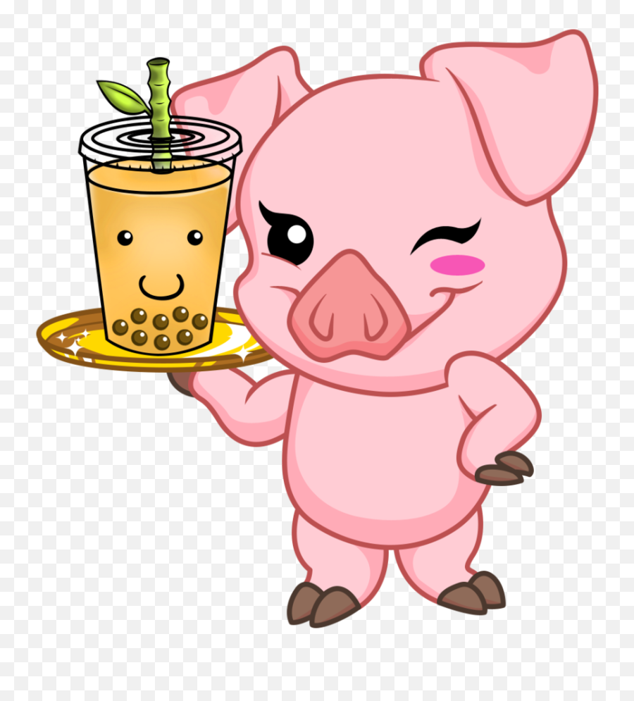 Bobaddiction - Pig Milk Tea Emoji,Emoji Bear Pig Tiger Book