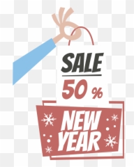 New year sale shopping bags wall sticker - Vertical Emoji