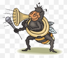 Happy Bee Horn Playing Loud - Tuba Emoji