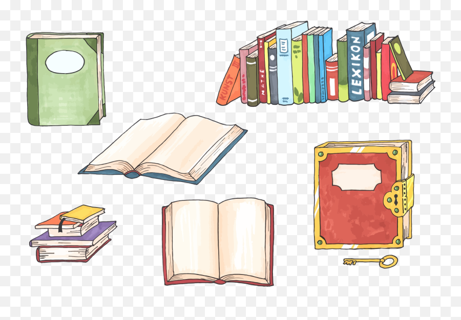 Hand Drawn Books Vector Clipart Image - Book Illustration Png Emoji,Emoji Ruler And Books