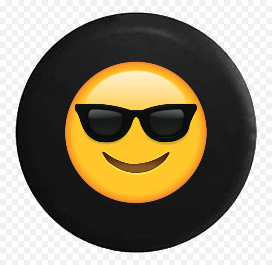 Text Emoji Smiling Face Sunglasses Cool Summer Jeep Camper Spare Tire Cover Custom Size - Emoji,Sunglasses Emoji