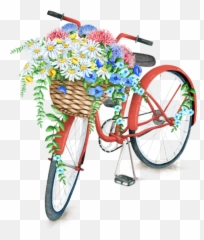 Bike Bicycle Red Basket Flowers Spring - Bicycle With Flower Basket Emoji,Bicycle Emoji