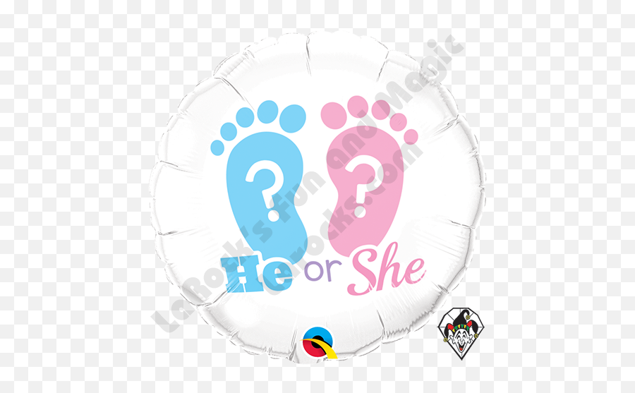 18 Inch Round He Or She Footprints Foil Balloon Qualatex 1ct - Gender Reveal Balloon Centerpiece Emoji,Swan Emoji