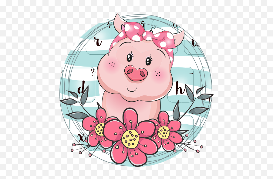 Live Cute Pink Pig Keyboard Theme - Pink Lock Screen Piggy Emoji,Piggy Emoticons