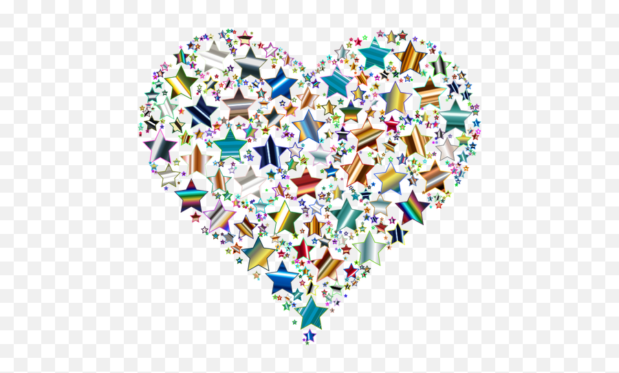 Colorful Heart With Stars - Coração De Estrelas Coloridas Emoji,Two Pink Hearts Emoji
