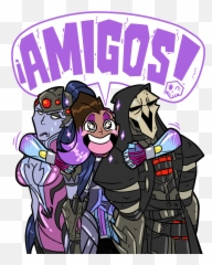 Comic Book Style Lady Laughing Clipart - Overwatch Reaper Widowmaker Sombra Emoji,Sombra Emoji