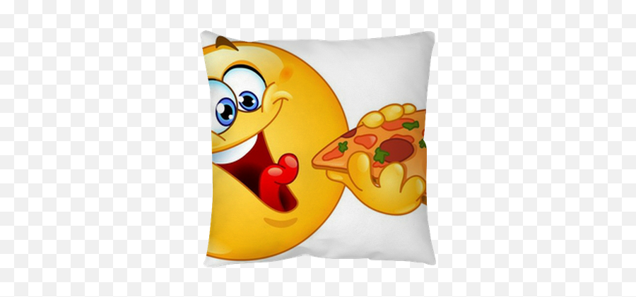 Emoticon Eating Pizza Floor Pillow - Fat Emoji,Eating Emoticon