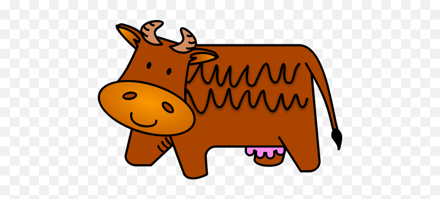 Vector Illustration Of Friendly Brown - Brown Cow Clipart Emoji,Chocolate Milk Emoji