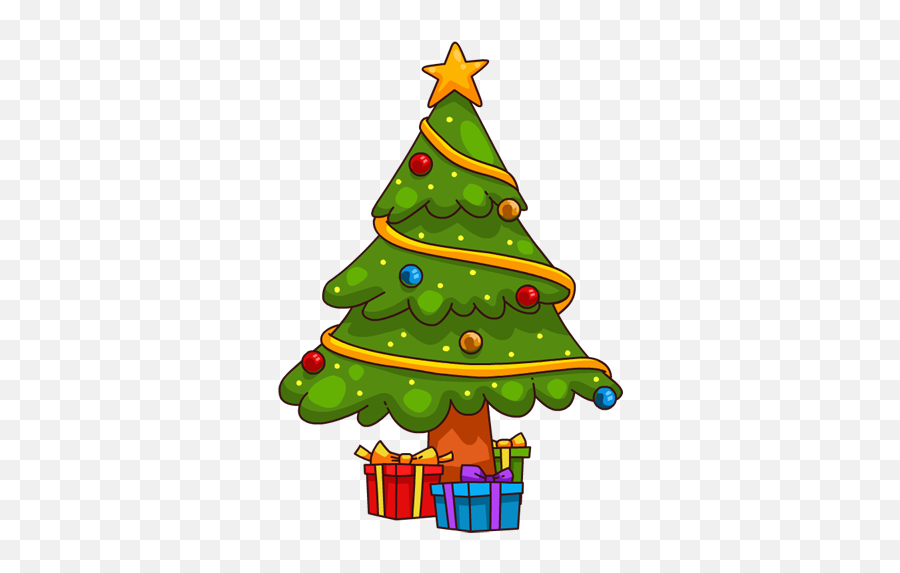 Under Christmas Trees - Simple Christmas Tree Cartoon Emoji,Christmas Light Emoji