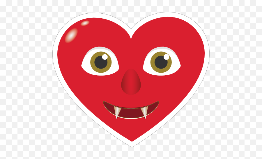 Phone Emoji Sticker Heart Face Fangs - Crying Heart Png Sticker,Fangs Emoji