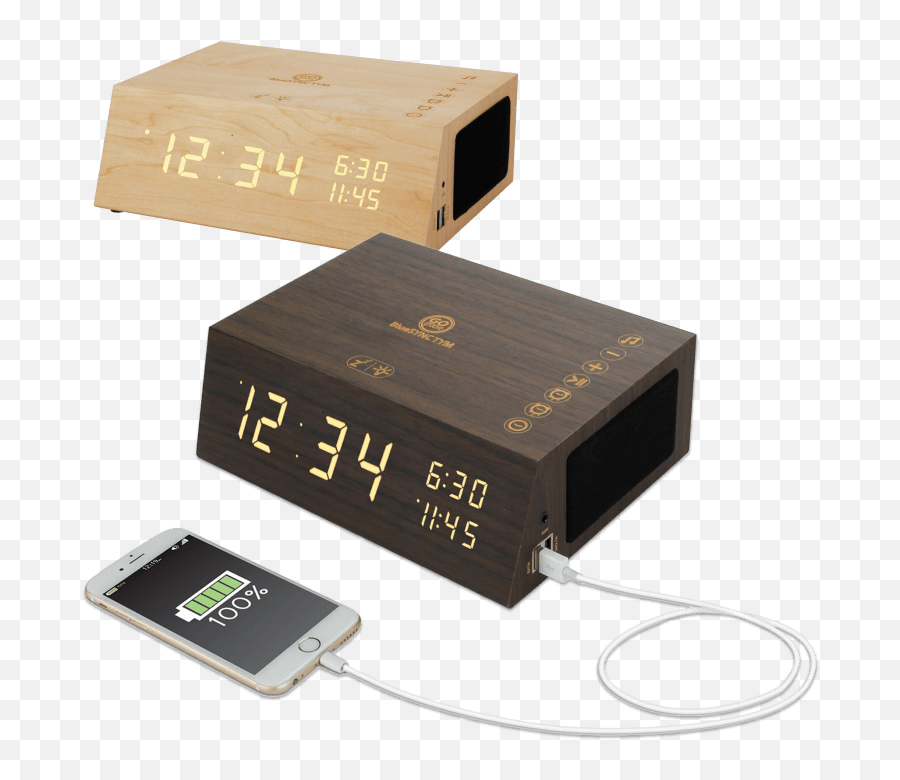 Gogroove Bluesync Wood Clock Radio - Electronics Emoji,Clock Rocket Clock Emoji