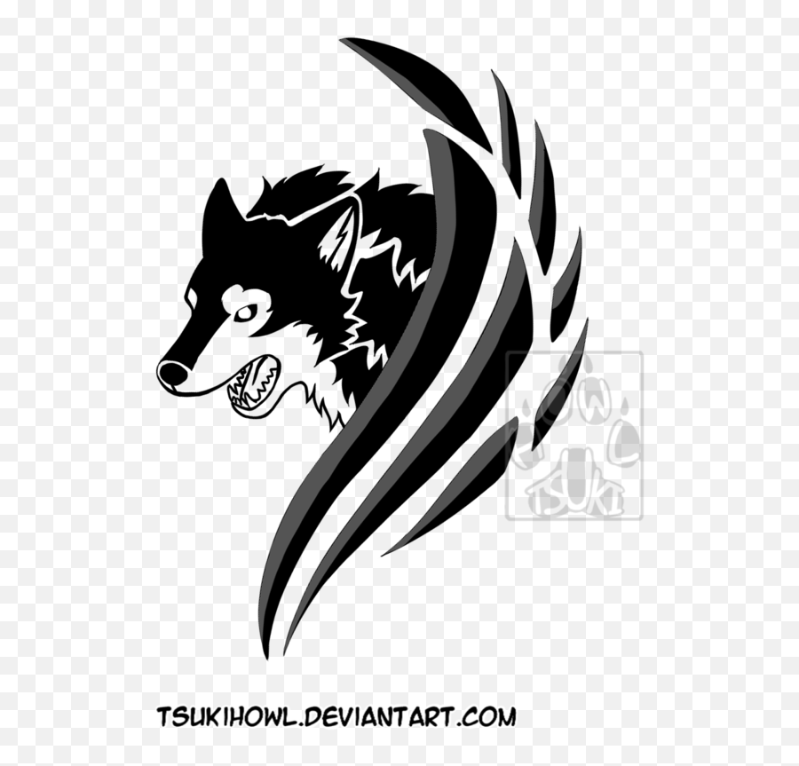 Download Tribal Angry Wolf By Tsukihowl - Illustration Emoji,Wolf Emoji Png