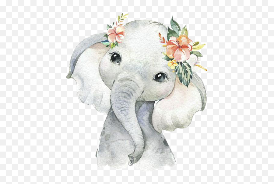 Elephant Elephants Cute Adorable - Baby Elephant With Flowers Emoji,Elephant Emoji