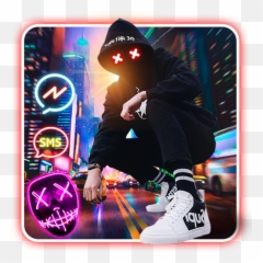 Neon Night Street Man Theme U0026 Live Wallpaper - Google Skateboarding Emoji,Freeze Emoji