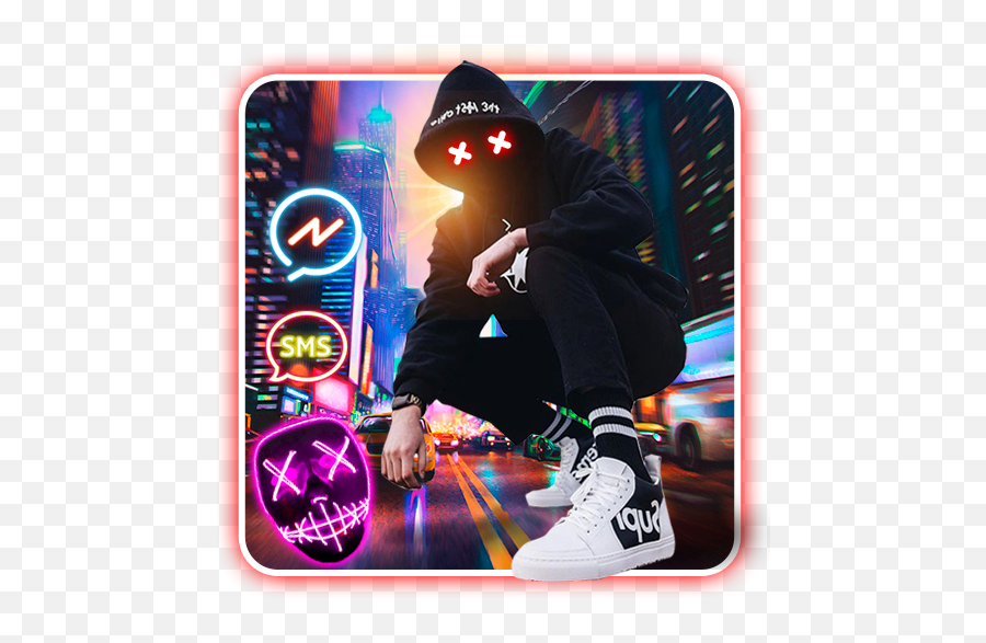 Neon Night Street Man Theme U0026 Live Wallpaper - Google Skateboarding Emoji,Freeze Emoji