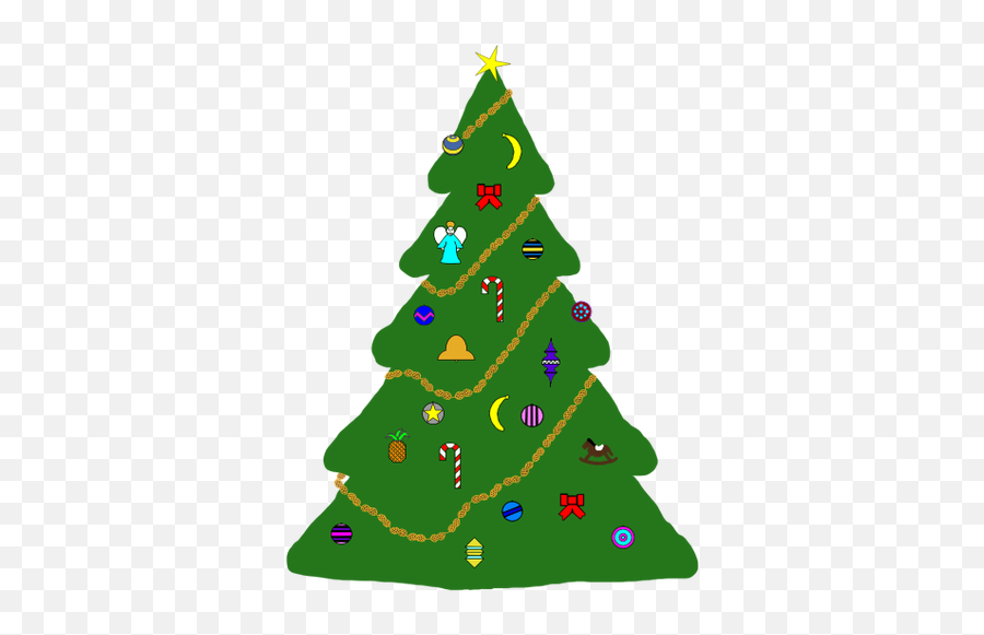 Christmas Tree With Ornaments Vector Drawing Emoji,Emoji Christmas Ornaments