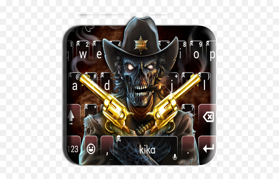 Western Skull Gun Keyboard Theme - Smartphone Emoji,Samsung Gun Emoji