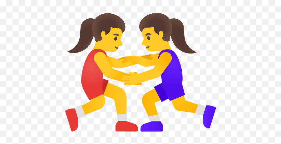 Women Wrestling Emoji - Pessoas Diferentes Lutando,Friendship Emoji