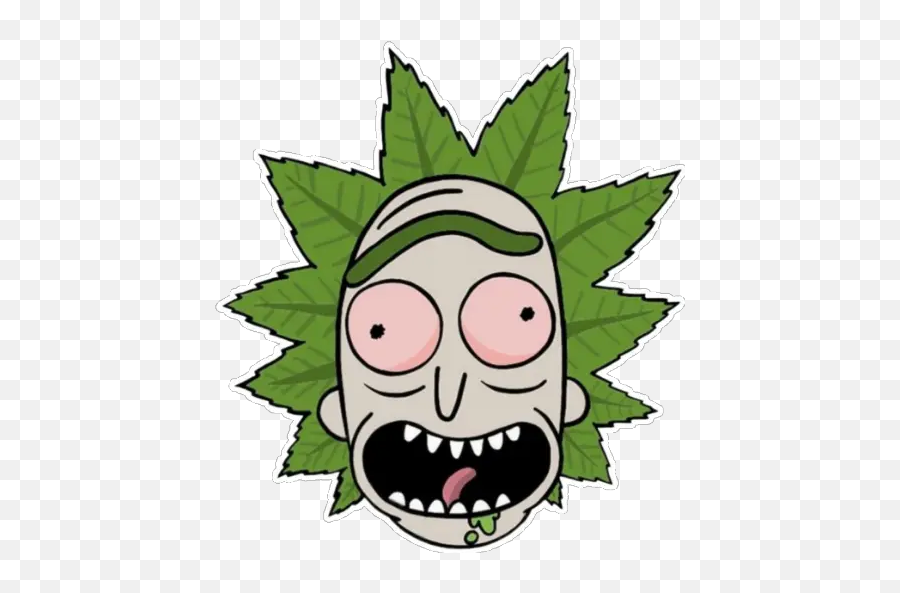 Weed Cartoons Stickers For Whatsapp - Smoke Weed Rick And Morty Emoji,Weed Plant Emoji