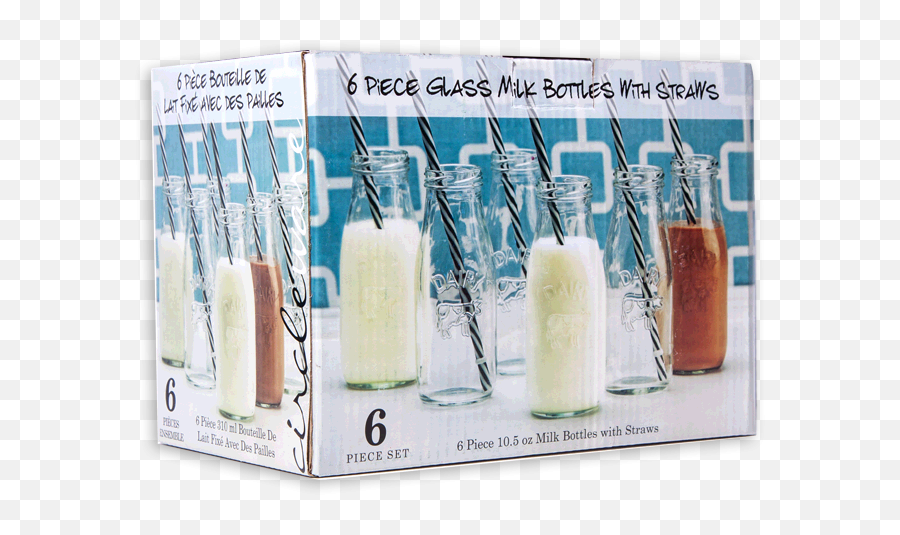 6pc Glass Milk Bottle Set - Milk Emoji,Milk Bottle Emoji