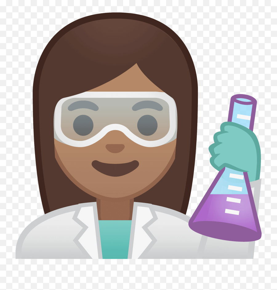 Woman Scientist Emoji Clipart - Brown Cartoon Girl Scientist,Chemistry Emoji