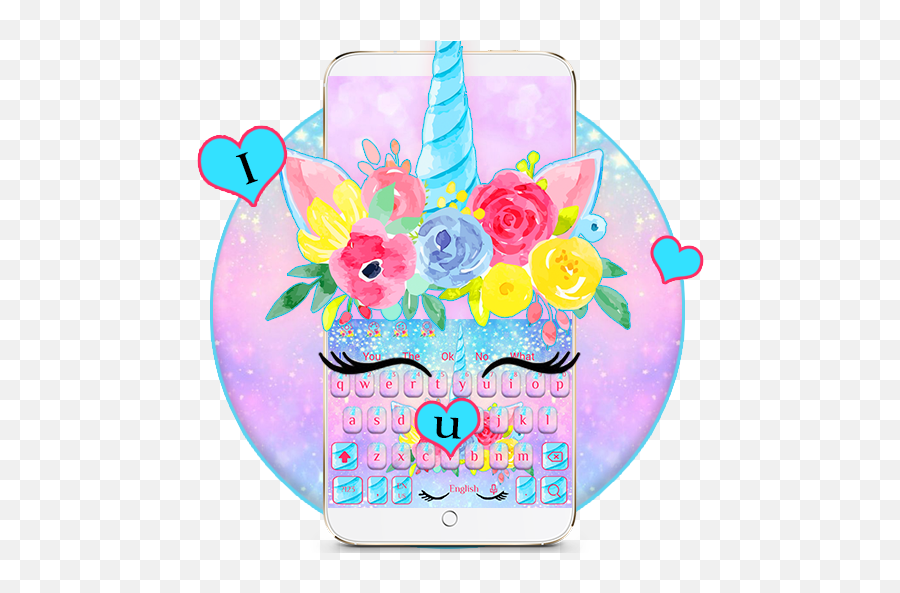 Cute Flower Unicorn Keyboard Theme - Apps On Google Play Party Hat Emoji,Boxing Emoticons