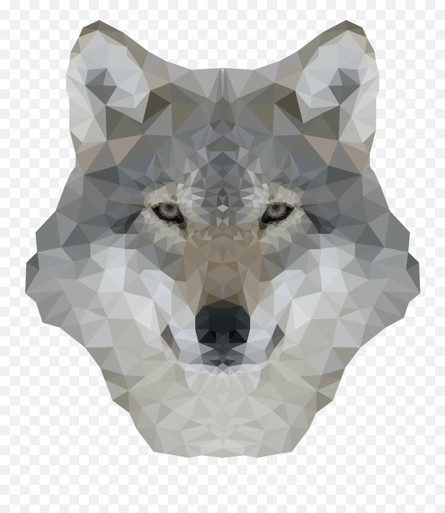 Low Poly Gray Wolf Clipart - Front Wolf Face Emoji,Wolf Face Emoji