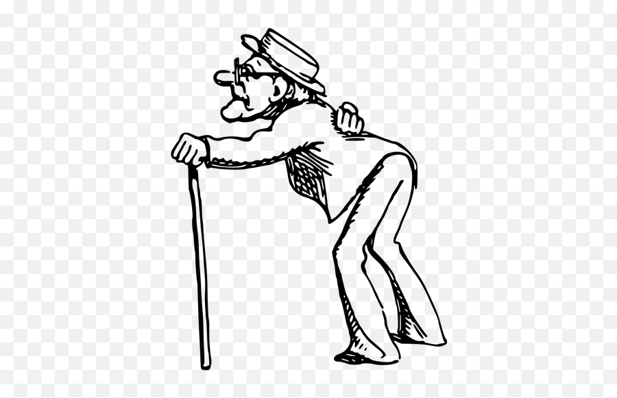 Old Man With Cane - Old Man Clipart Black And White Emoji,Old Man With Cane Emoji
