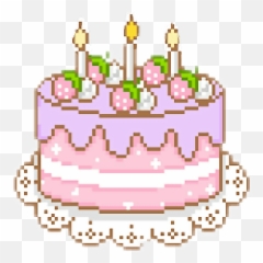 Kawaii Cake Aesthetic Sticker By Gabriele Patricio - Pixel Birthday Cake Png Emoji,Cake Emoji Transparent