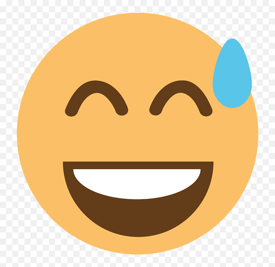 Grinning Face With Sweat Emoji Clipart - Face In Joypixel 4,Sweat Emoji
