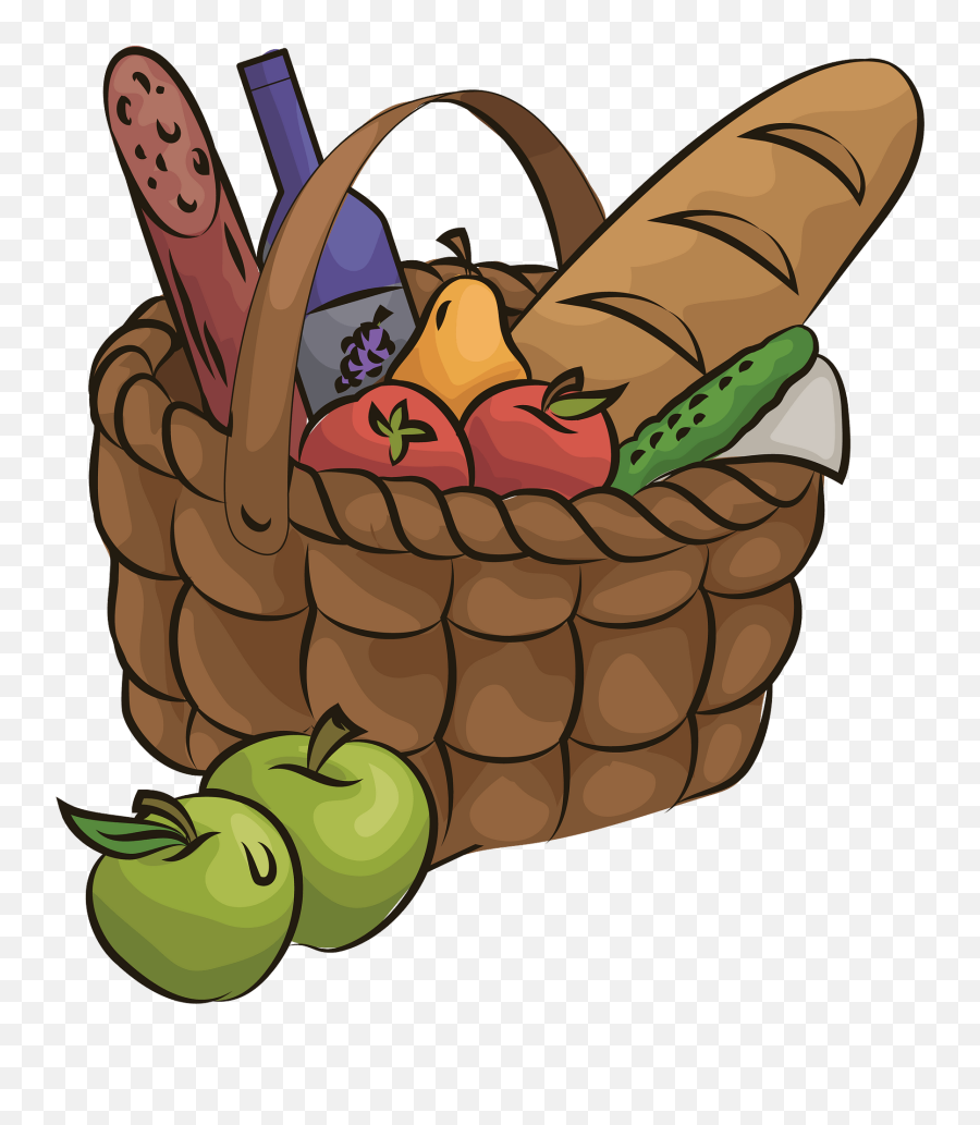 Picnic Basket Clipart - Transparent Food Basket Clipart Emoji,Picnic ...