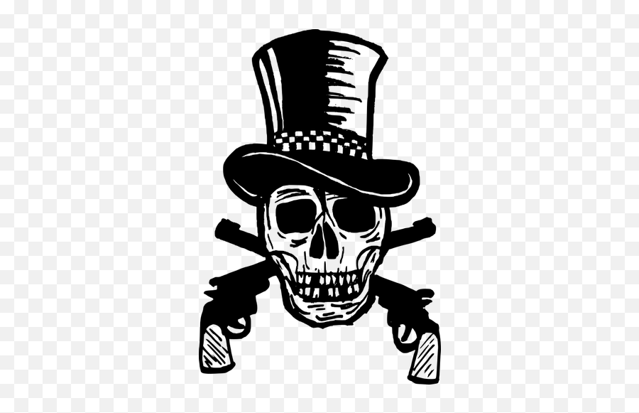 The Gunfighter Skull - Desenhos De Esqueletos Para Halloween Emoji,Skull Gun Knife Emoji
